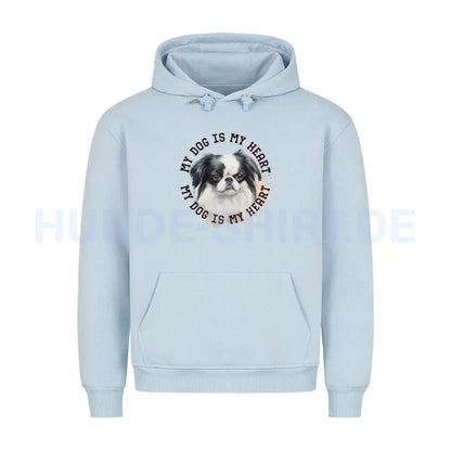 Premium Hoodie "Japanese Chin HEART 2" Babyblau – hunde-shirt.de