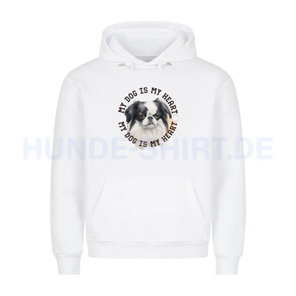 Premium Hoodie "Japanese Chin HEART 2" Weiß – hunde-shirt.de