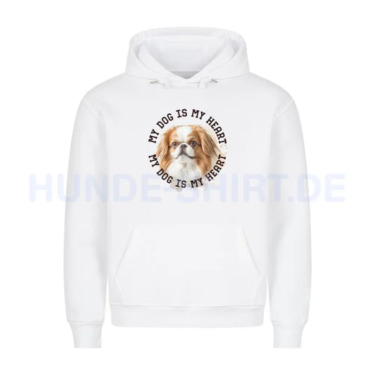 Premium Hoodie "Japanese Chin HEART" Weiß – hunde-shirt.de