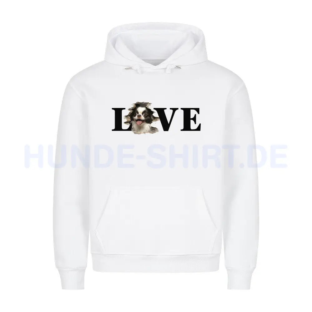 Premium Hoodie "Japanese Chin LOVE" Weiß – hunde-shirt.de