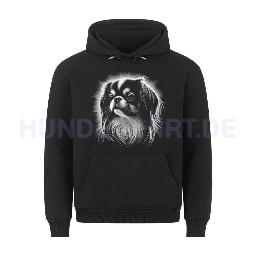 Premium Hoodie "Japanese Chin Shine" Schwarz – hunde-shirt.de