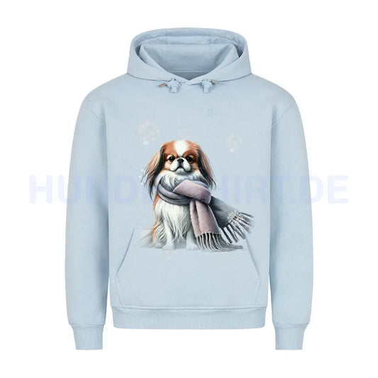 Premium Hoodie "Japanese Chin Winter" Babyblau – hunde-shirt.de