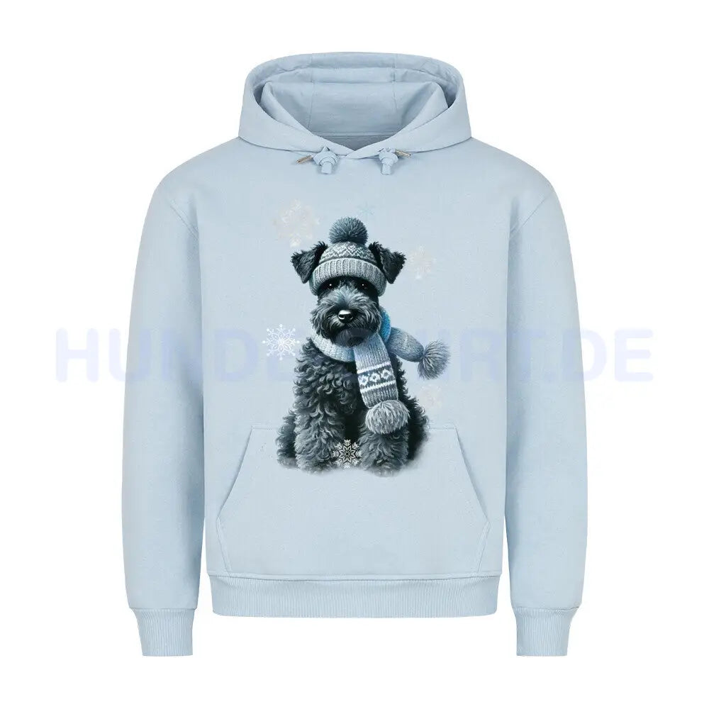 Premium Hoodie "Kerry Blue Terrier Winter" Babyblau – hunde-shirt.de