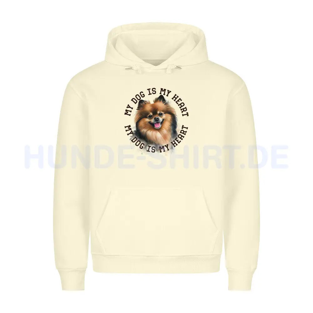 Premium Hoodie "Kleinspitz HEART 2" Beige – hunde-shirt.de