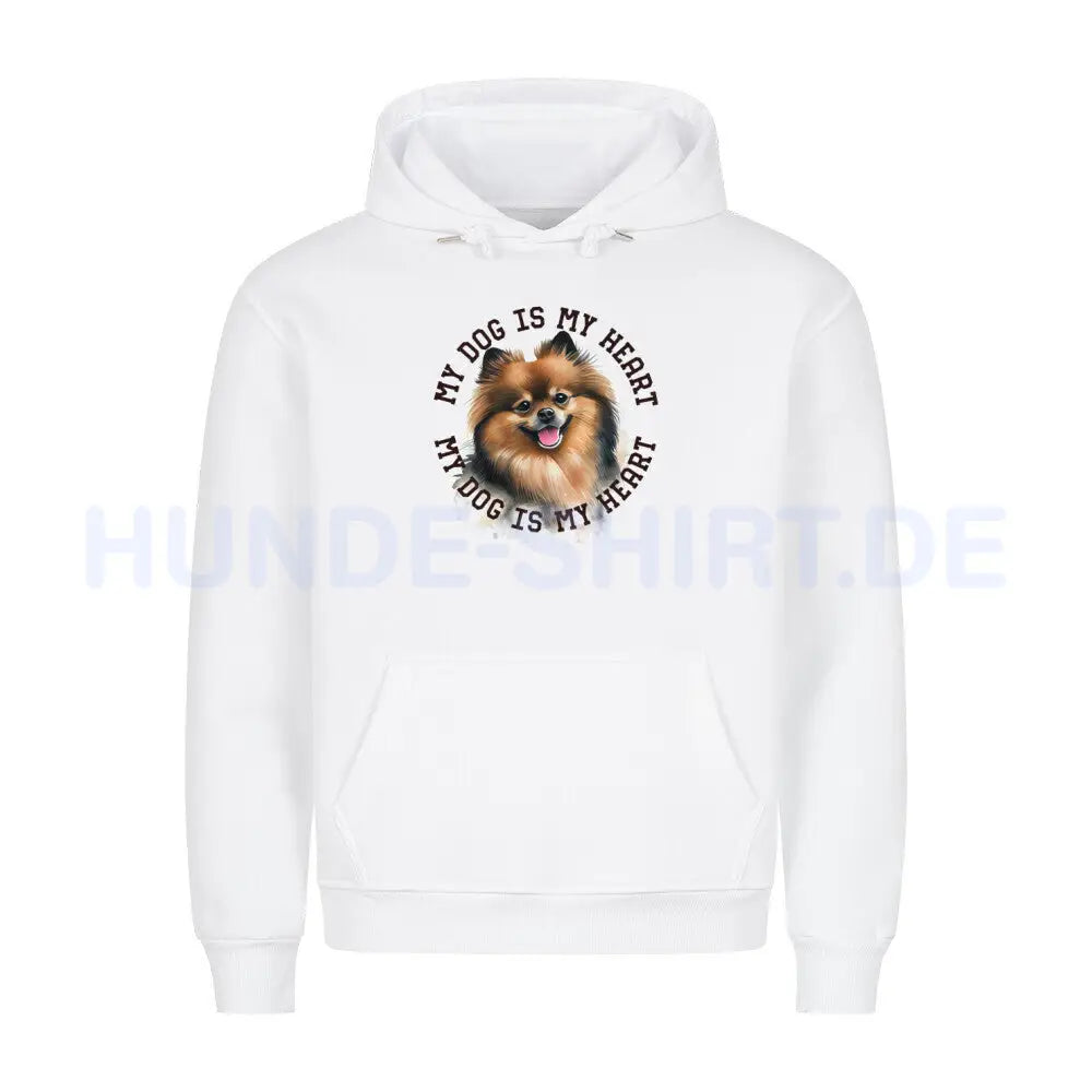 Premium Hoodie "Kleinspitz HEART 2" Weiß – hunde-shirt.de