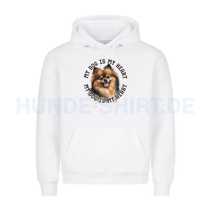 Premium Hoodie "Kleinspitz HEART 2" Weiß – hunde-shirt.de