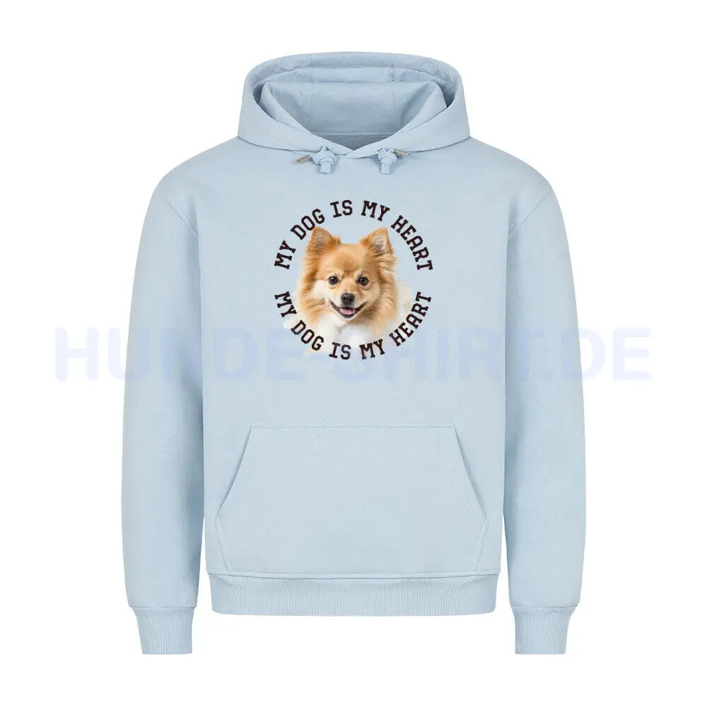 Premium Hoodie "Kleinspitz HEART" Babyblau – hunde-shirt.de