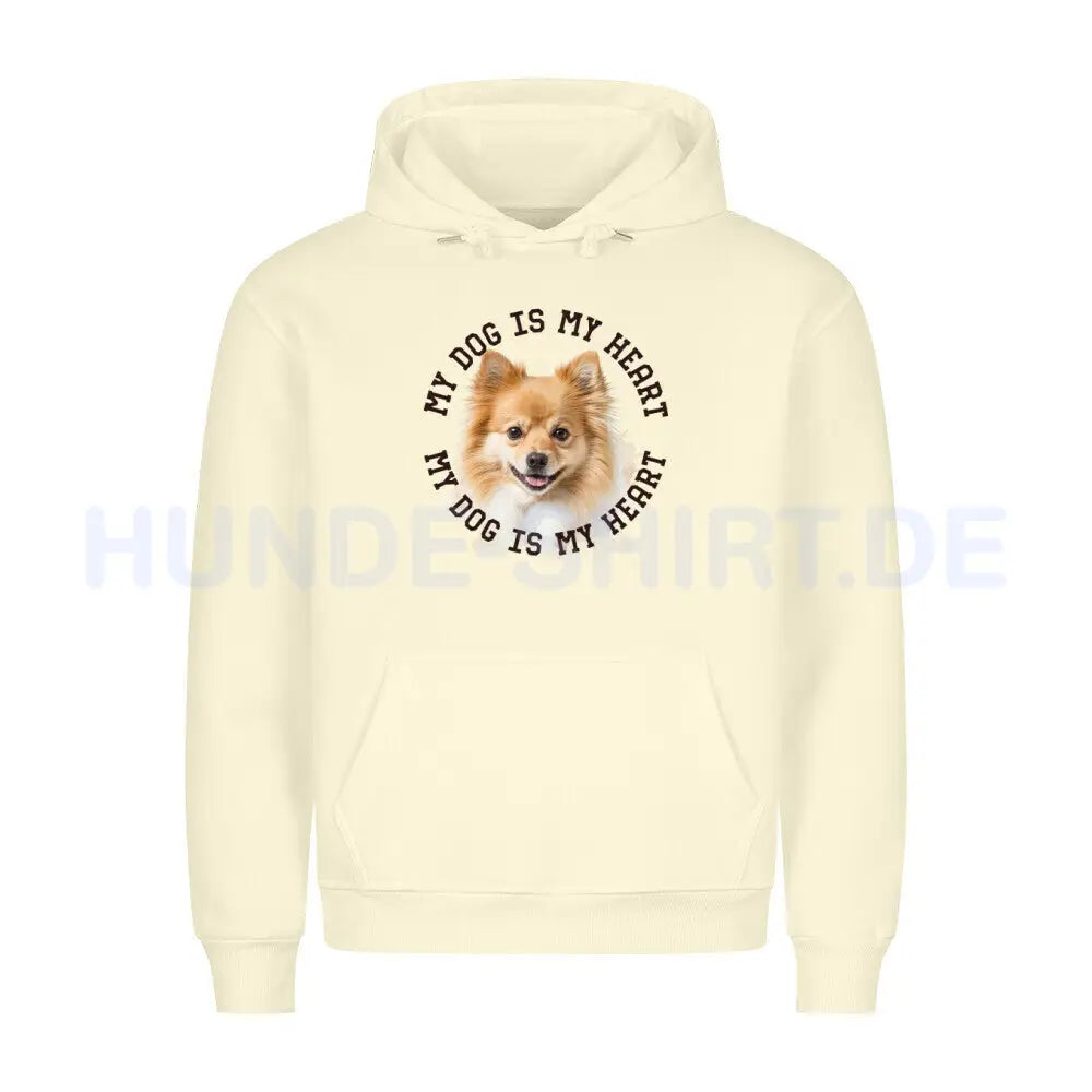 Premium Hoodie "Kleinspitz HEART" Beige – hunde-shirt.de