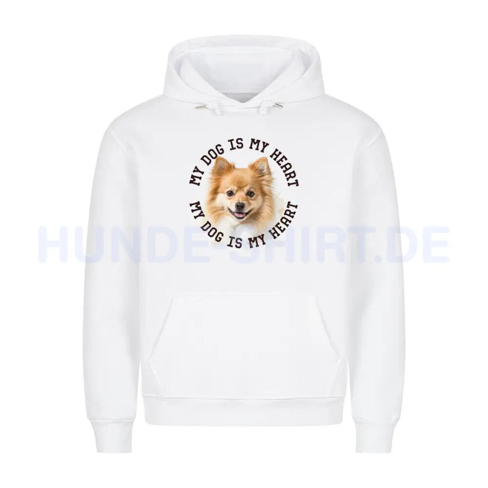 Premium Hoodie "Kleinspitz HEART" Weiß – hunde-shirt.de