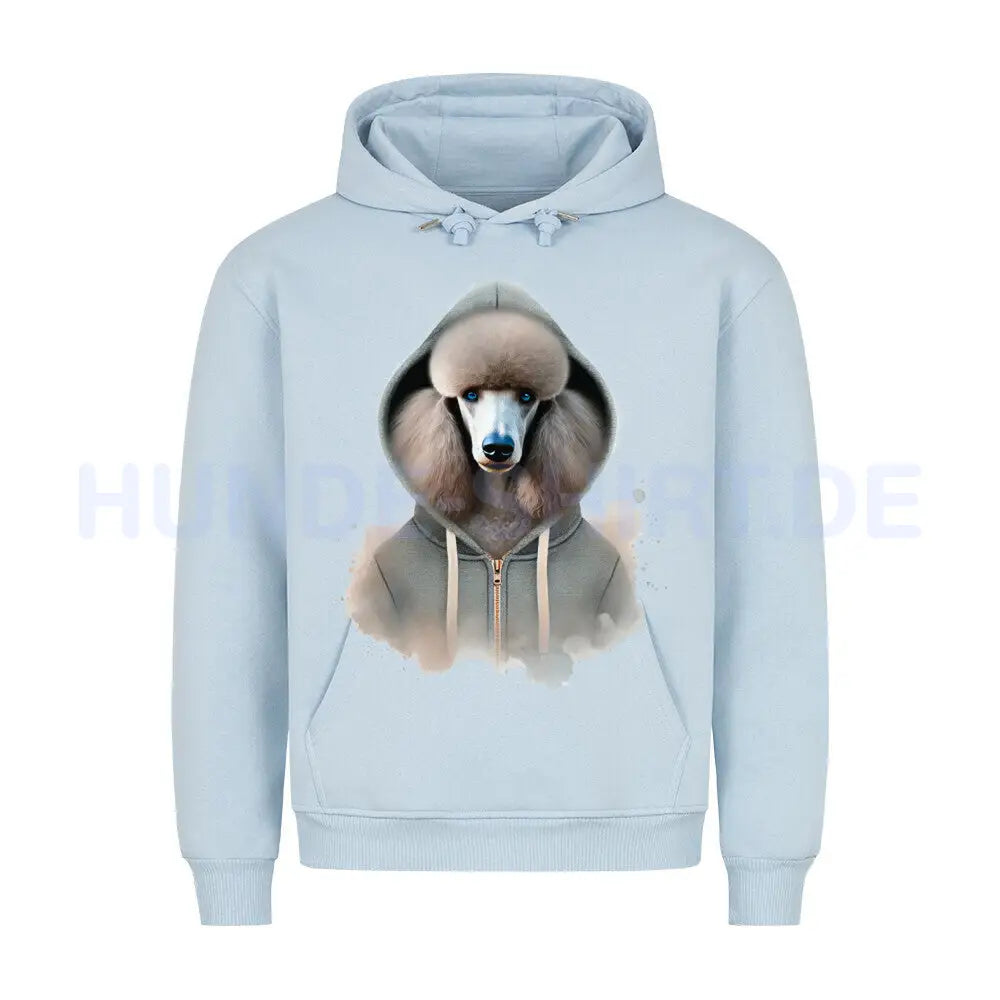 Premium Hoodie "Königspudel blue Hooded" Babyblau – hunde-shirt.de