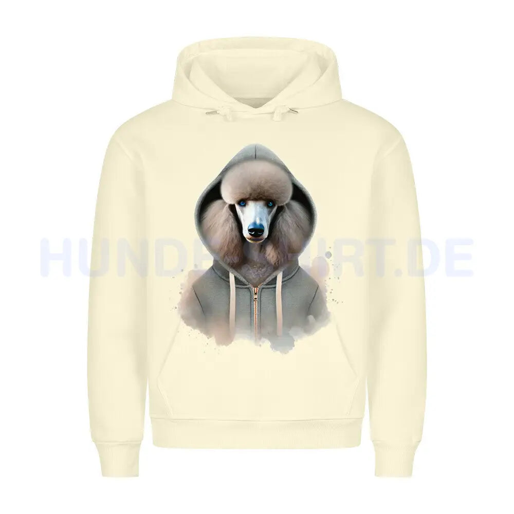 Premium Hoodie "Königspudel blue Hooded" Beige – hunde-shirt.de