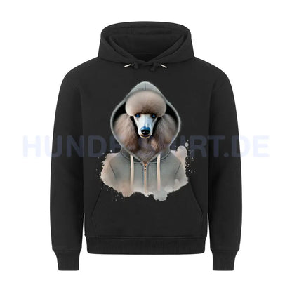 Premium Hoodie "Königspudel blue Hooded" Schwarz – hunde-shirt.de