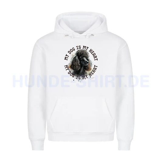 Premium Hoodie "Königspudel schwarz HEART" Weiß – hunde-shirt.de