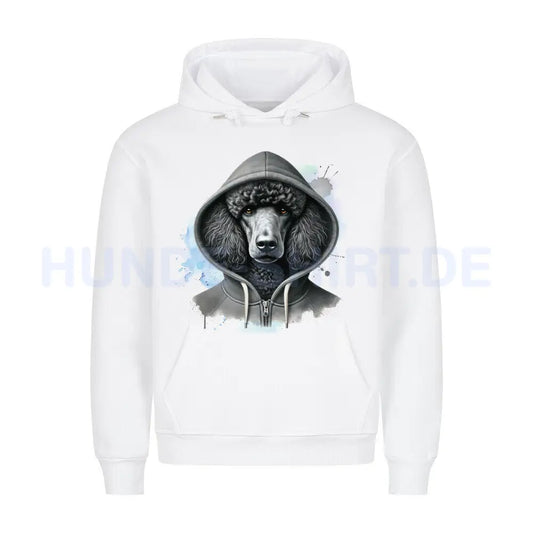 Premium Hoodie "Königspudel schwarz Hooded" Weiß – hunde-shirt.de