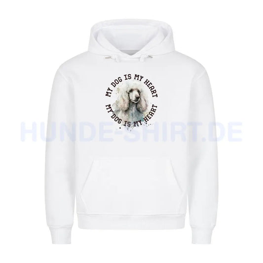 Premium Hoodie "Königspudel weiß HEART" Weiß – hunde-shirt.de