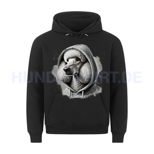 Premium Hoodie "Königspudel weiß Hooded" Schwarz – hunde-shirt.de