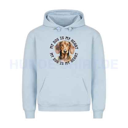 Premium Hoodie "Kurzhaar Dackel HEART" Babyblau – hunde-shirt.de