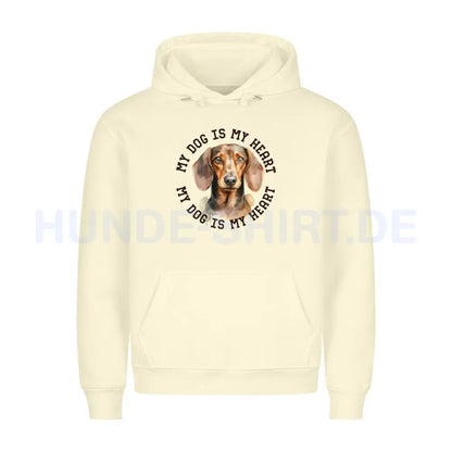 Premium Hoodie "Kurzhaar Dackel HEART" Beige – hunde-shirt.de