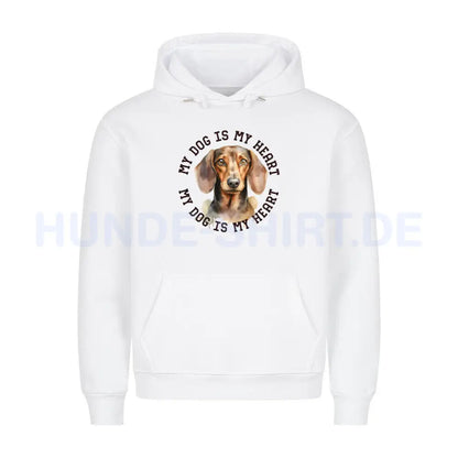 Premium Hoodie "Kurzhaar Dackel HEART" Weiß – hunde-shirt.de