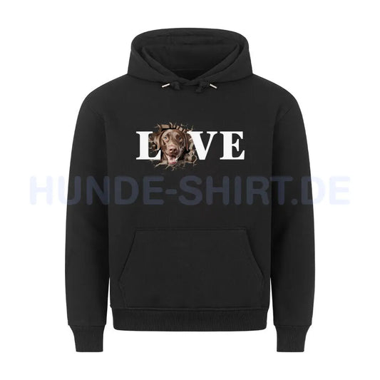 Premium Hoodie "Labrador ( braun ) - LOVE" Schwarz – hunde-shirt.de