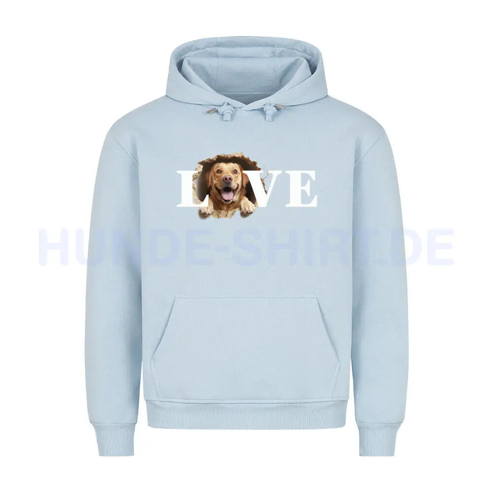 Premium Hoodie "Labrador ( hell ) - LOVE" Babyblau – hunde-shirt.de