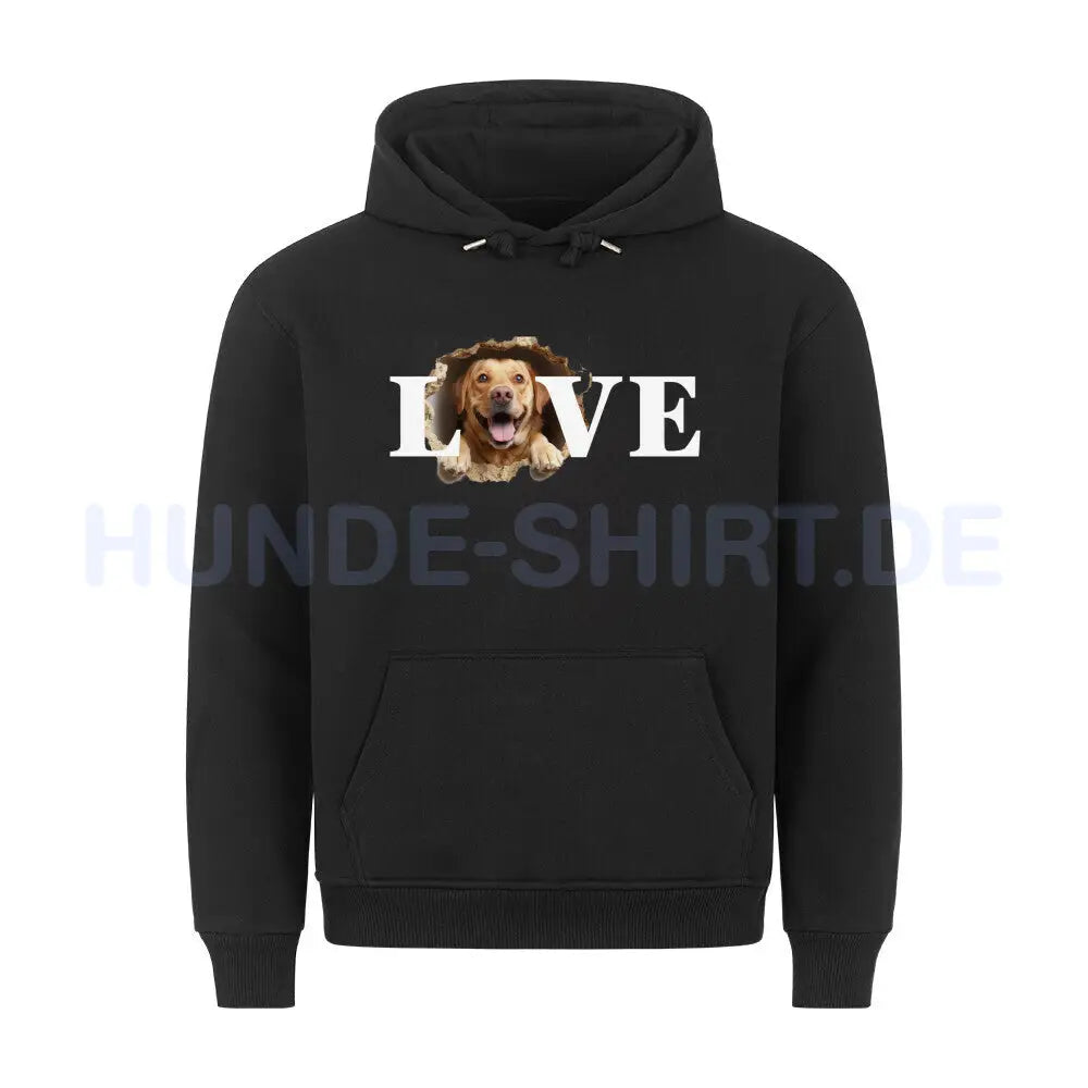 Premium Hoodie "Labrador ( hell ) - LOVE" Schwarz – hunde-shirt.de