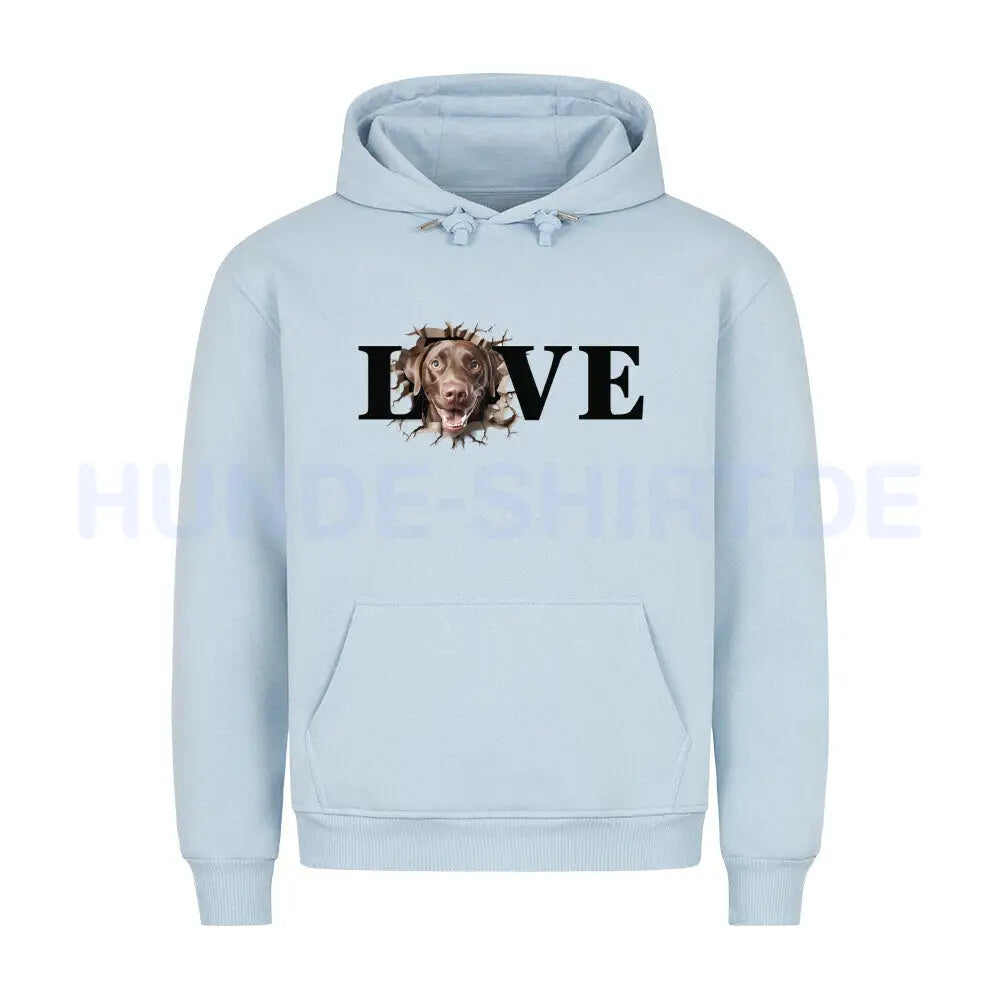 Premium Hoodie "Labrador Retriever braun LOVE" Babyblau – hunde-shirt.de