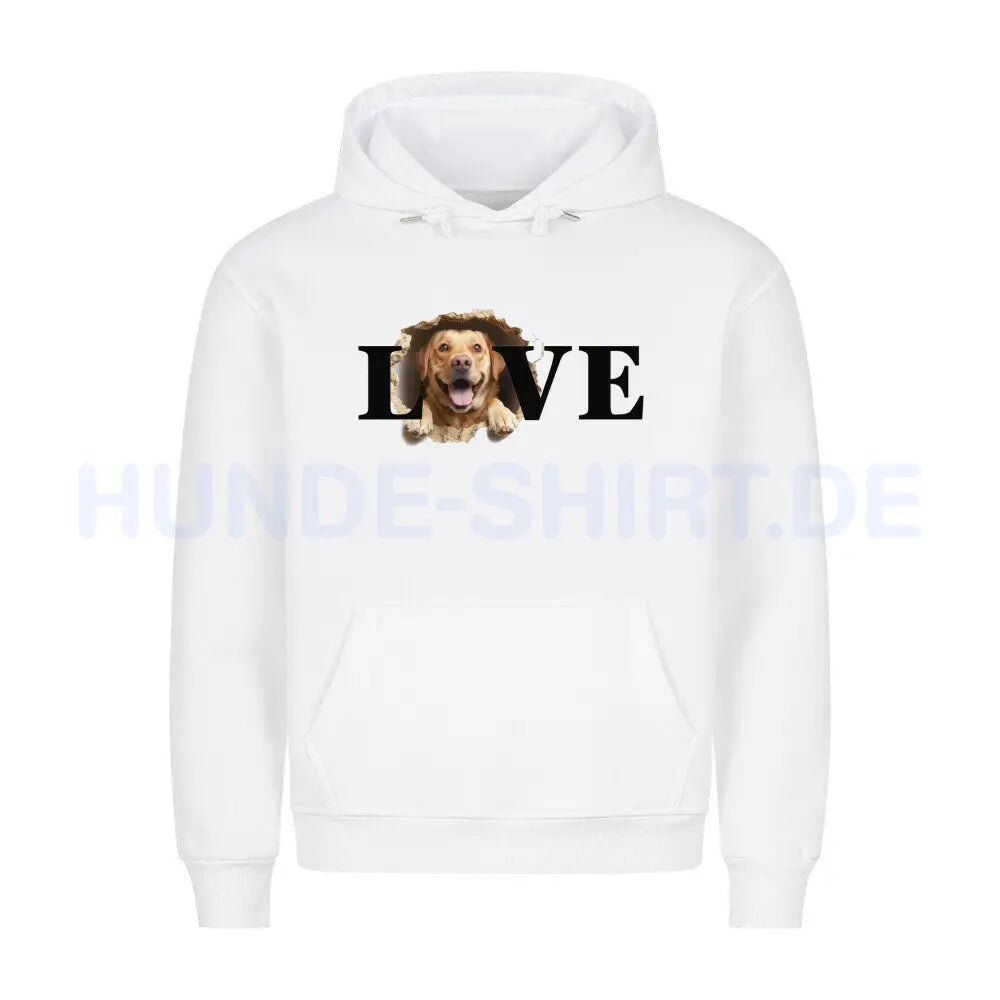 Premium Hoodie "Labrador Retriever hell LOVE" Weiß – hunde-shirt.de