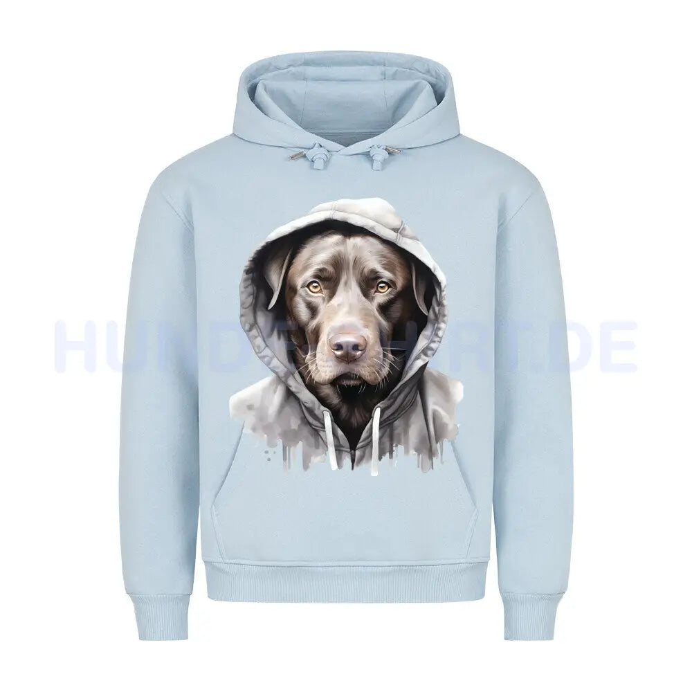 Premium Hoodie "Labrador Retriever schoko Hooded" Babyblau – hunde-shirt.de