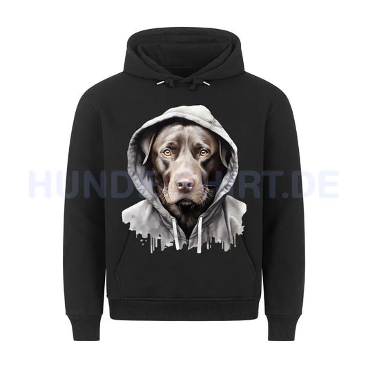 Premium Hoodie "Labrador Retriever schoko Hooded" Schwarz – hunde-shirt.de