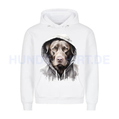 Premium Hoodie "Labrador Retriever schoko Hooded" Weiß – hunde-shirt.de