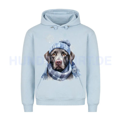 Premium Hoodie "Labrador Retriever Winter blau" Babyblau – hunde-shirt.de