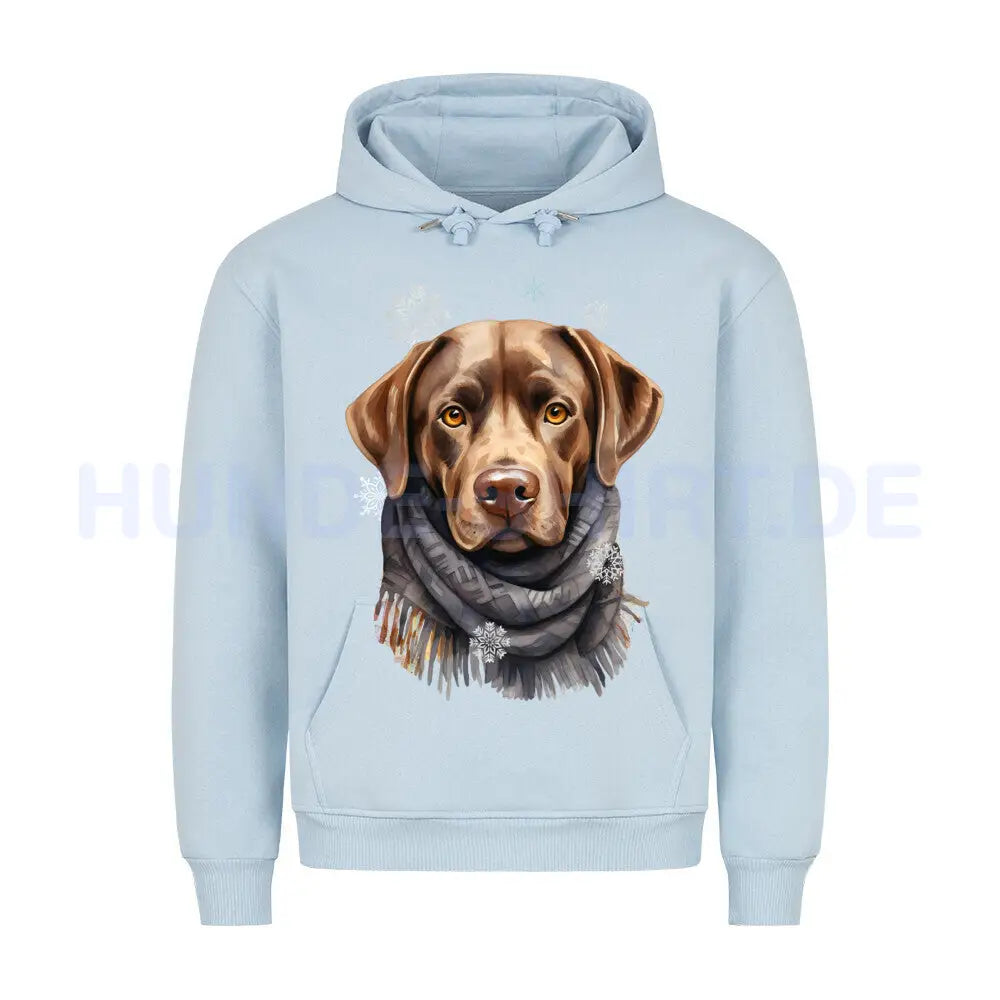 Premium Hoodie "Labrador Winter braun" Babyblau – hunde-shirt.de