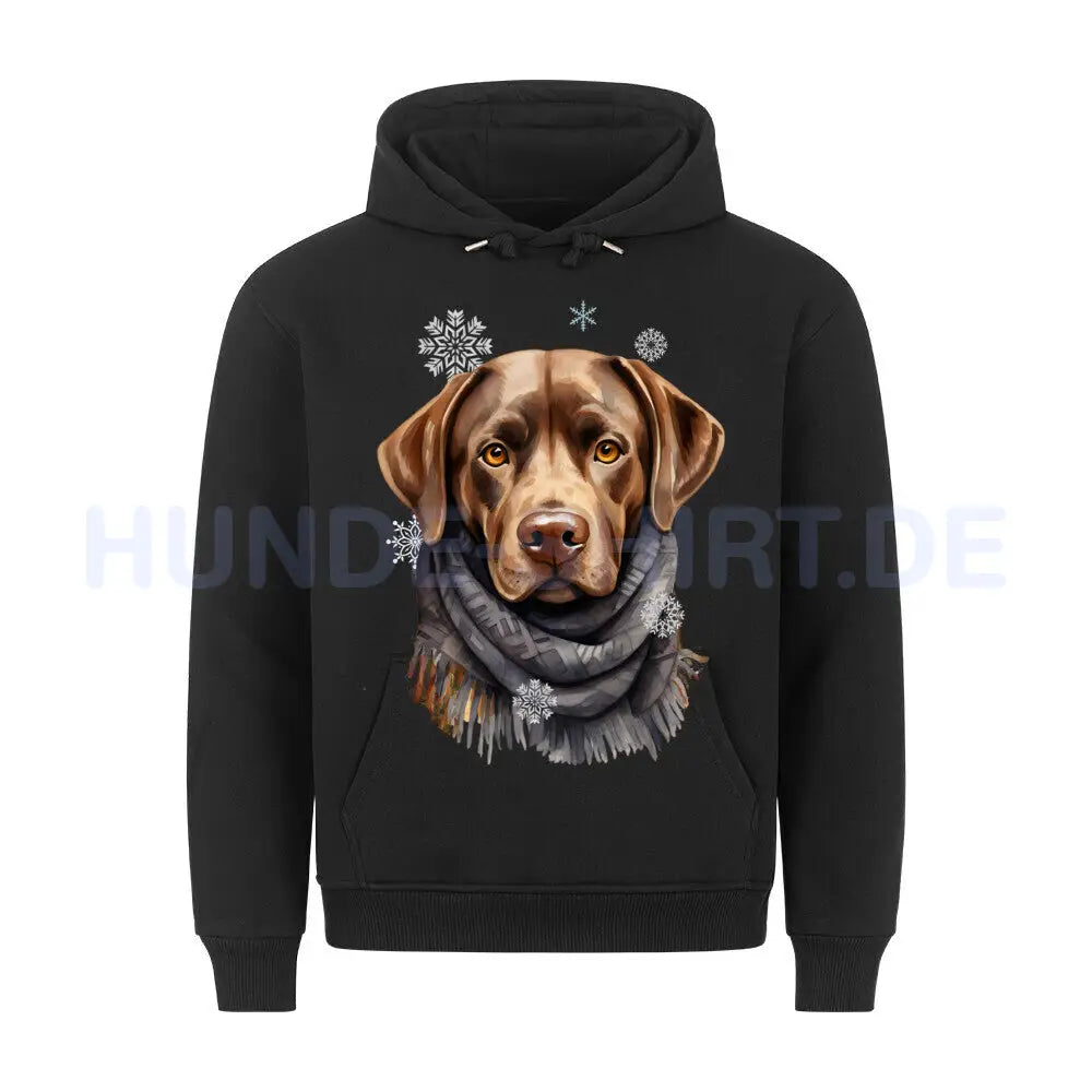 Premium Hoodie "Labrador Winter braun" Schwarz – hunde-shirt.de