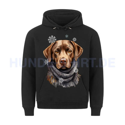 Premium Hoodie "Labrador Winter braun" Schwarz – hunde-shirt.de