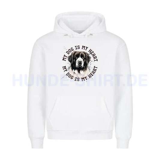 Premium Hoodie "Landseer HEART" Weiß – hunde-shirt.de