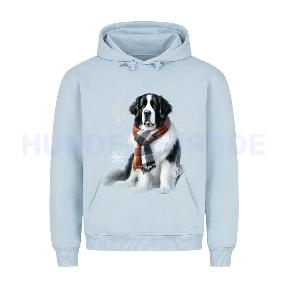 Premium Hoodie "Landseer Winter" Babyblau – hunde-shirt.de