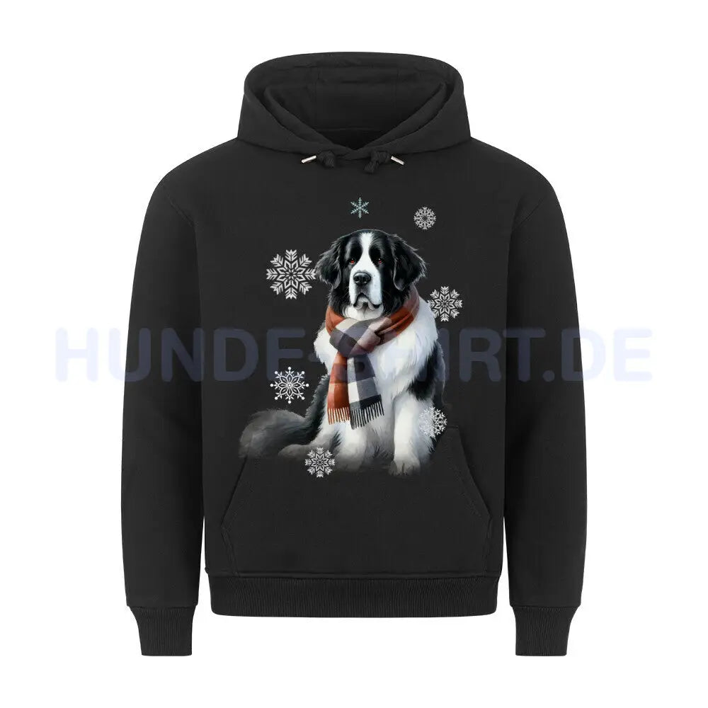 Premium Hoodie "Landseer Winter" Schwarz – hunde-shirt.de