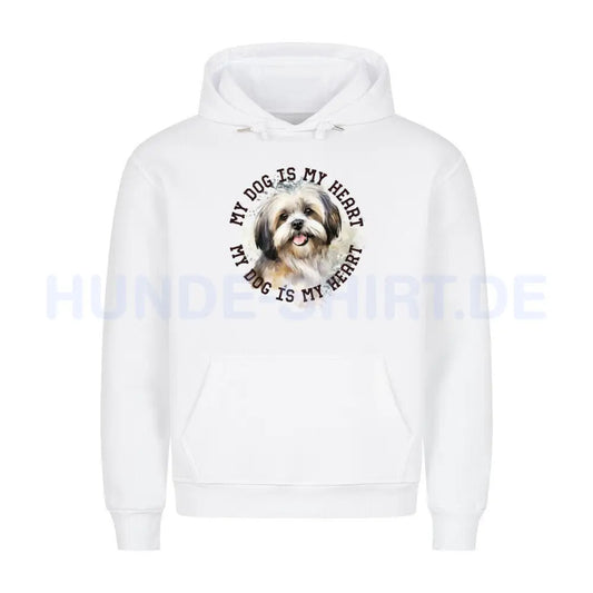 Premium Hoodie "Lhasa Apso HEART" Weiß – hunde-shirt.de