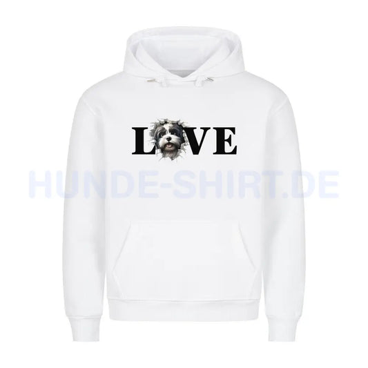 Premium Hoodie "Lhasa Apso LOVE" Weiß – hunde-shirt.de