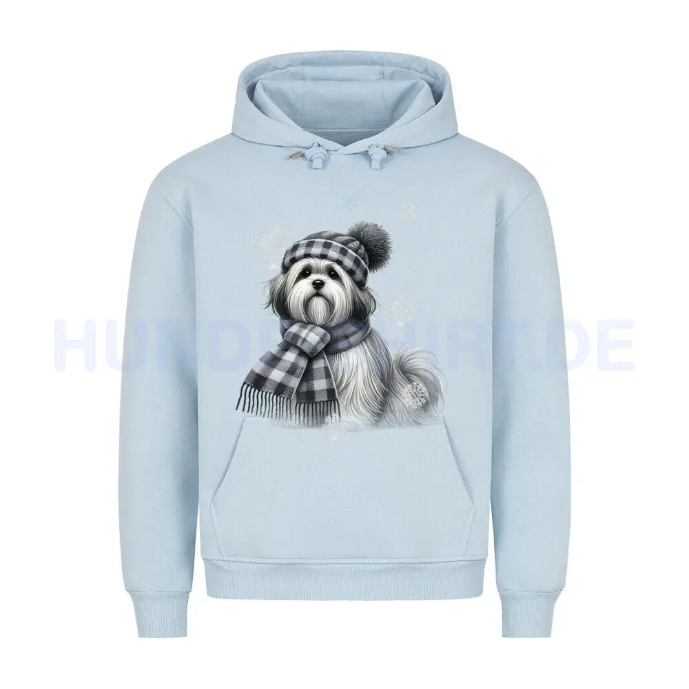 Premium Hoodie "Lhasa Apso Winter" Babyblau – hunde-shirt.de