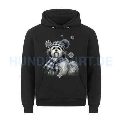 Premium Hoodie "Lhasa Apso Winter" Schwarz – hunde-shirt.de