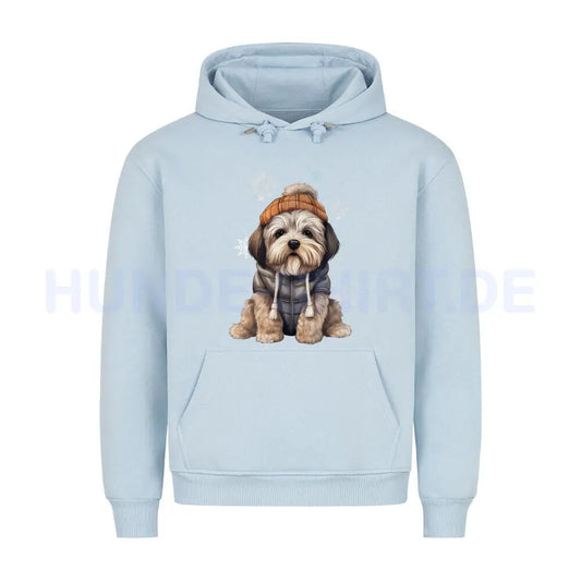 Premium Hoodie "Lhasa Apso Winterbub" Babyblau – hunde-shirt.de