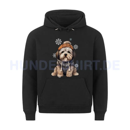 Premium Hoodie "Lhasa Apso Winterbub" Schwarz – hunde-shirt.de