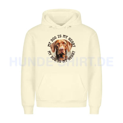 Premium Hoodie "Magyar Vizsla HEART" Beige – hunde-shirt.de