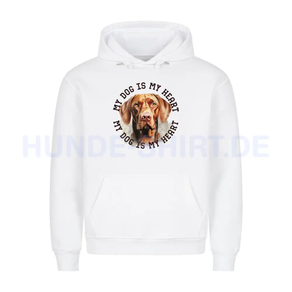 Premium Hoodie "Magyar Vizsla HEART" Weiß – hunde-shirt.de