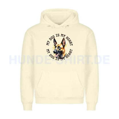 Premium Hoodie "Malinois HEART" Beige – hunde-shirt.de