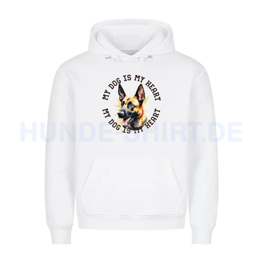 Premium Hoodie "Malinois HEART" Weiß – hunde-shirt.de