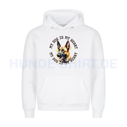 Premium Hoodie "Malinois HEART" Weiß – hunde-shirt.de