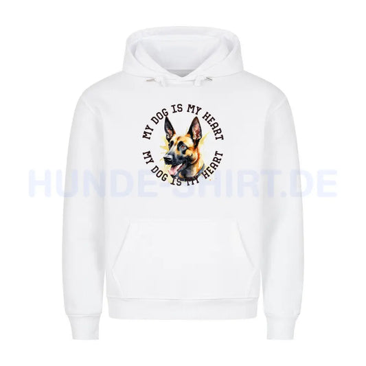 Premium Hoodie "Malinois HEART" Weiß – hunde-shirt.de